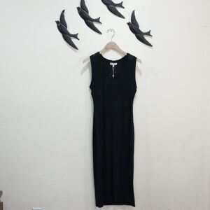 NEW! Heartloom X Revolve Black Knit Tank Dress Mesh Shoulder Trim Side Slit - S